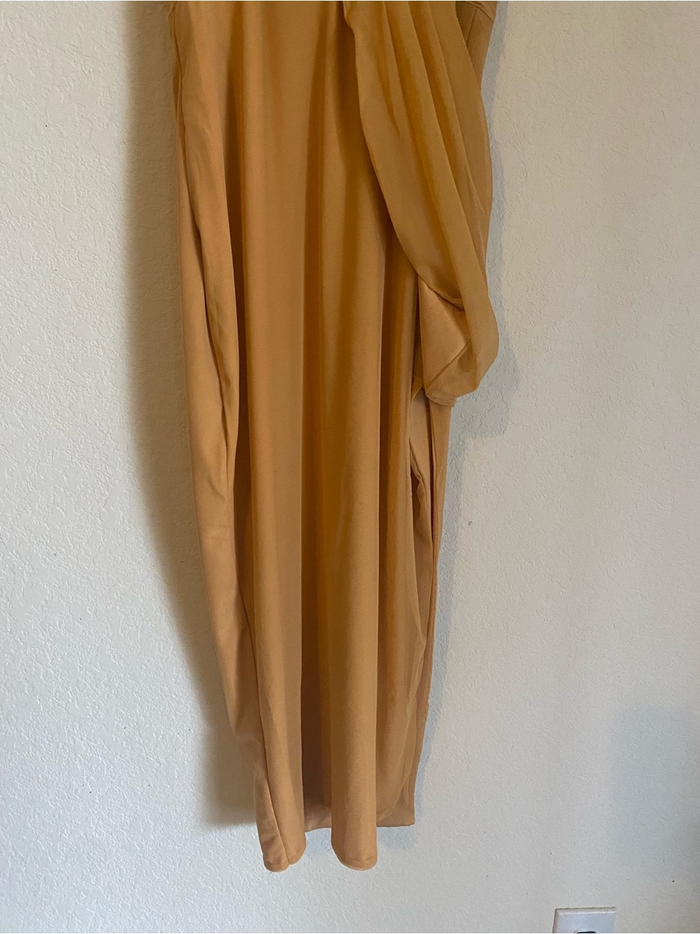 Oh Polly Glam Gold Draped Corset Midaxi Formal Dress Asymmetric Wrap Slit 4 - Picture 13 of 16
